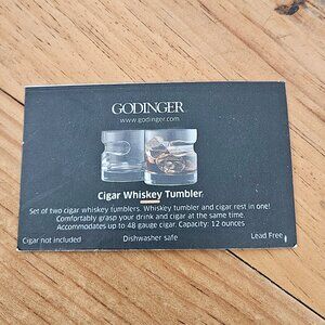 Wiskey Glass Tumblers Godinger Hand made of Crystalline Cigar (Set of two)
